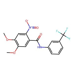 4,5-dimethoxy-2-nitro-N-[3-(trifluoromethyl)phenyl]benzamide structure