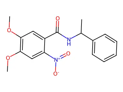 4,5-dimethoxy-2-nitro-N-(1-phenylethyl)benzamide structure