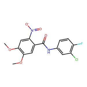 N-(3-chloro-4-fluorophenyl)-4,5-dimethoxy-2-nitrobenzamide structure