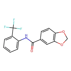 N-[2-(trifluoromethyl)phenyl]-1,3-benzodioxole-5-carboxamide structure
