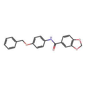 N-(4-phenylmethoxyphenyl)-1,3-benzodioxole-5-carboxamide structure