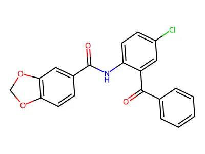 N-(2-benzoyl-4-chlorophenyl)-1,3-benzodioxole-5-carboxamide structure