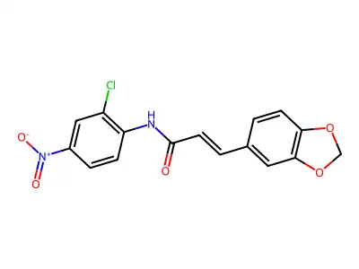 (E)-3-(1,3-benzodioxol-5-yl)-N-(2-chloro-4-nitrophenyl)prop-2-enamide structure