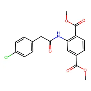 Dimethyl 2-{[(4-chlorophenyl)acetyl]amino}benzene-1,4-dicarboxylate structure