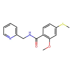 2-methoxy-4-(methylsulfanyl)-N-(pyridin-2-ylmethyl)benzamide structure