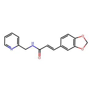 (E)-3-(1,3-benzodioxol-5-yl)-N-(pyridin-2-ylmethyl)prop-2-enamide structure