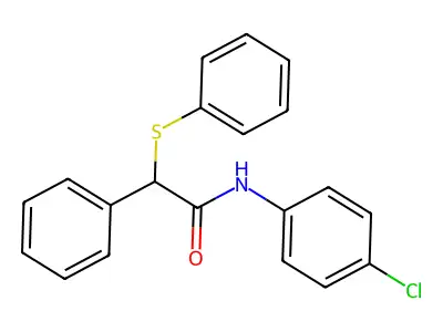 N-(4-chlorophenyl)-2-phenyl-2-phenylsulfanylacetamide structure