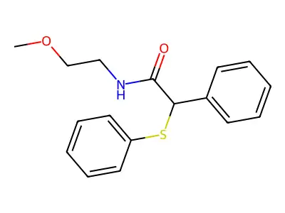 N-(2-methoxyethyl)-2-phenyl-2-phenylsulfanylacetamide structure