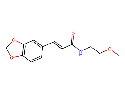 (E)-3-(1,3-benzodioxol-5-yl)-N-(2-methoxyethyl)prop-2-enamide structure