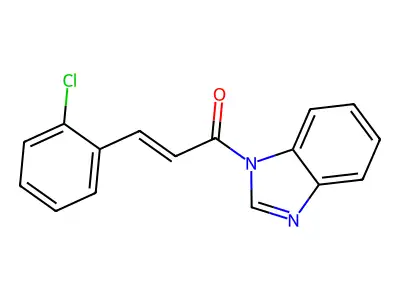 (E)-1-(benzimidazol-1-yl)-3-(2-chlorophenyl)prop-2-en-1-one structure