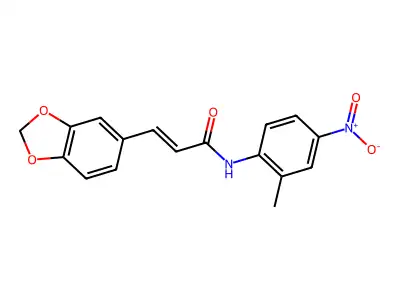 (E)-3-(1,3-benzodioxol-5-yl)-N-(2-methyl-4-nitrophenyl)prop-2-enamide structure