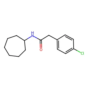 2-(4-chlorophenyl)-N-cycloheptylacetamide structure