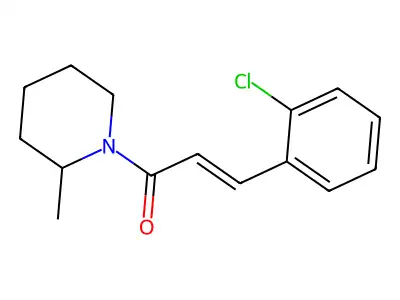 (E)-3-(2-chlorophenyl)-1-(2-methylpiperidin-1-yl)prop-2-en-1-one structure