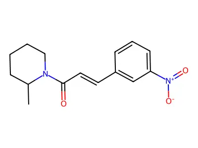 (E)-1-(2-methylpiperidin-1-yl)-3-(3-nitrophenyl)prop-2-en-1-one structure