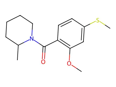 [2-Methoxy-4-(methylsulfanyl)phenyl](2-methylpiperidin-1-yl)methanone structure