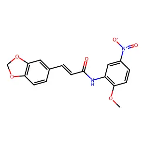(E)-3-(1,3-benzodioxol-5-yl)-N-(2-methoxy-5-nitrophenyl)prop-2-enamide structure