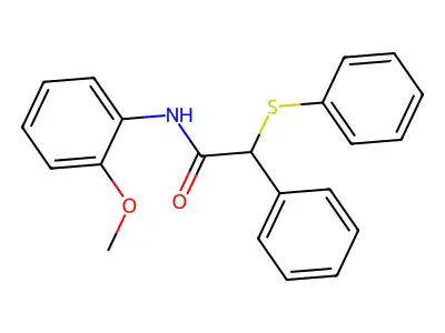 N-(2-methoxyphenyl)-2-phenyl-2-(phenylthio)acetamide structure