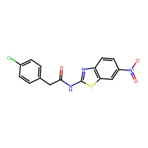 2-(4-chlorophenyl)-N-(6-nitro-1,3-benzothiazol-2-yl)acetamide structure