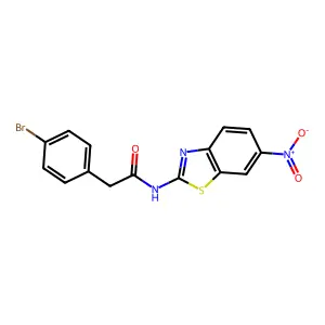 2-(4-bromophenyl)-N-(6-nitro-1,3-benzothiazol-2-yl)acetamide structure