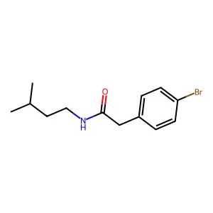 2-(4-bromophenyl)-N-(3-methylbutyl)acetamide structure