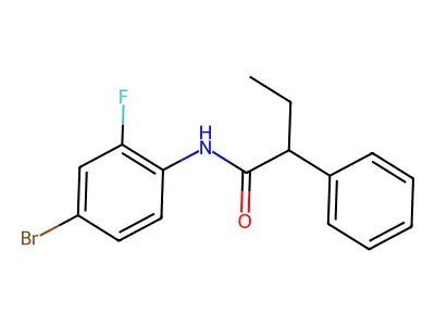 N-(4-bromo-2-fluorophenyl)-2-phenylbutanamide structure