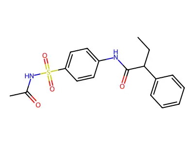 N-[4-(acetylsulfamoyl)phenyl]-2-phenylbutanamide structure