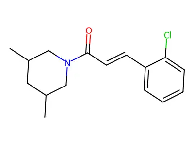 (E)-3-(2-chlorophenyl)-1-(3,5-dimethylpiperidin-1-yl)prop-2-en-1-one structure