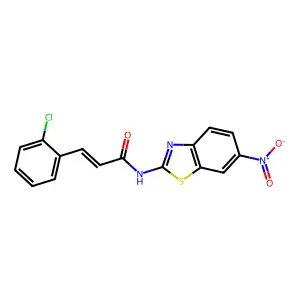 (E)-3-(2-chlorophenyl)-N-(6-nitro-1,3-benzothiazol-2-yl)prop-2-enamide structure