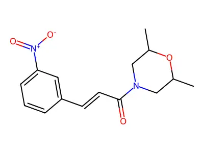 (E)-1-(2,6-dimethylmorpholin-4-yl)-3-(3-nitrophenyl)prop-2-en-1-one structure