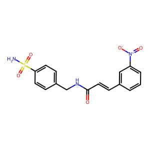 (E)-3-(3-nitrophenyl)-N-[(4-sulfamoylphenyl)methyl]prop-2-enamide structure