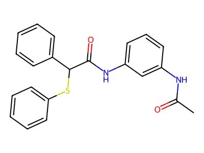 N-(3-acetamidophenyl)-2-phenyl-2-phenylsulfanylacetamide structure