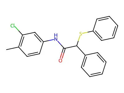 N-(3-chloro-4-methylphenyl)-2-phenyl-2-phenylsulfanylacetamide structure