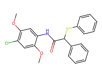 N-(4-chloro-2,5-dimethoxyphenyl)-2-phenyl-2-(phenylsulfanyl)acetamide structure