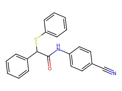 N-(4-cyanophenyl)-2-phenyl-2-phenylsulfanylacetamide structure