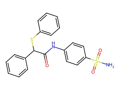2-phenyl-2-(phenylsulfanyl)-N-(4-sulfamoylphenyl)acetamide structure