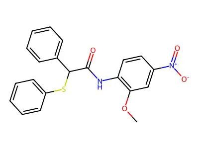 N-(2-methoxy-4-nitrophenyl)-2-phenyl-2-(phenylsulfanyl)acetamide structure