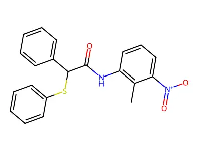 N-(2-methyl-3-nitrophenyl)-2-phenyl-2-(phenylsulfanyl)acetamide structure