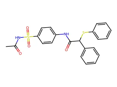 N-{4-[(acetylamino)sulfonyl]phenyl}-2-phenyl-2-(phenylthio)acetamide structure