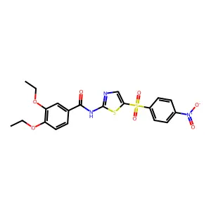 3,4-diethoxy-N-[5-(4-nitrophenyl)sulfonyl-1,3-thiazol-2-yl]benzamide structure