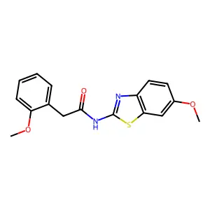 N-(6-methoxy-1,3-benzothiazol-2-yl)-2-(2-methoxyphenyl)acetamide structure