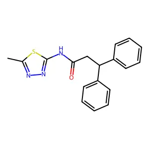 N-(5-methyl-1,3,4-thiadiazol-2-yl)-3,3-diphenylpropanamide structure