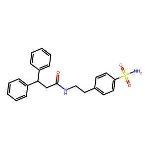 3,3-diphenyl-N-[2-(4-sulfamoylphenyl)ethyl]propanamide structure