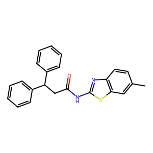 N-(6-methyl-1,3-benzothiazol-2-yl)-3,3-diphenylpropanamide structure