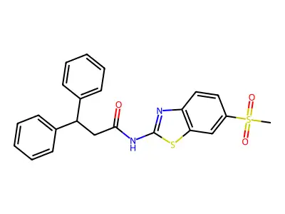 N-(6-methylsulfonyl-1,3-benzothiazol-2-yl)-3,3-diphenylpropanamide structure