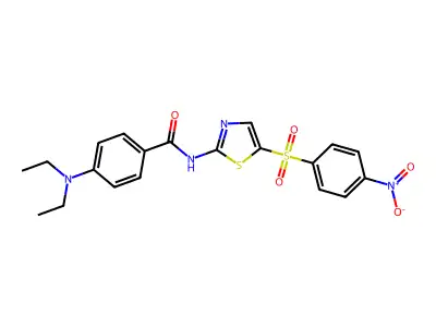 4-(diethylamino)-N-(5-((4-nitrophenyl)sulfonyl)thiazol-2-yl)benzamide structure