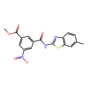 Methyl 3-[(6-methyl-1,3-benzothiazol-2-yl)carbamoyl]-5-nitrobenzoate structure