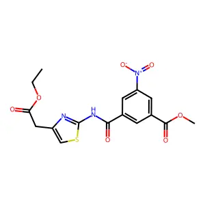Methyl 3-[[4-(2-ethoxy-2-oxoethyl)-1,3-thiazol-2-yl]carbamoyl]-5-nitrobenzoate structure