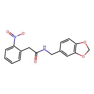 N-(1,3-benzodioxol-5-ylmethyl)-2-(2-nitrophenyl)acetamide structure