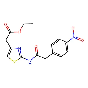 Ethyl (2-{[(4-nitrophenyl)acetyl]amino}-1,3-thiazol-4-yl)acetate structure