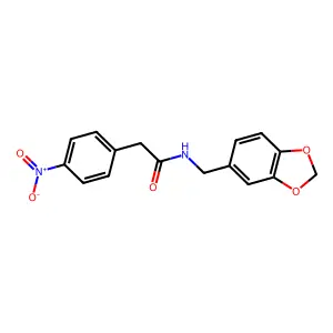 N-(1,3-benzodioxol-5-ylmethyl)-2-(4-nitrophenyl)acetamide structure